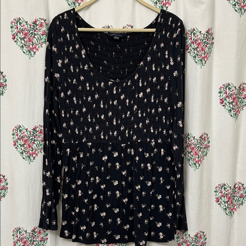 American Eagle Outfitters Blue Floral Blouse